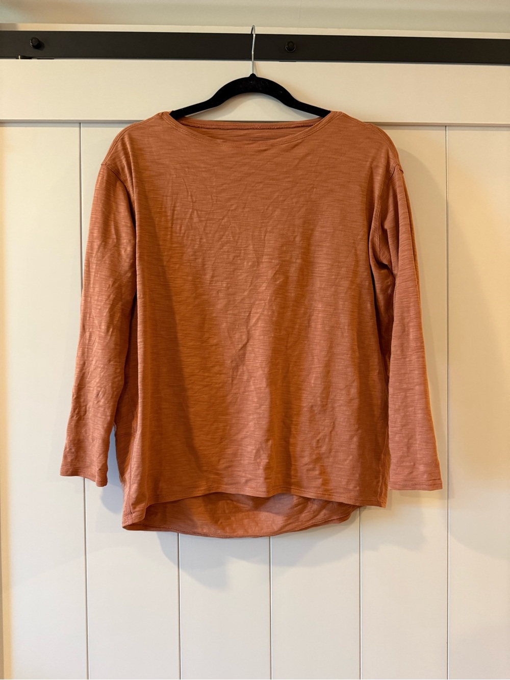 lululemon athletica Long Sleeve Boatneck Top in Rust